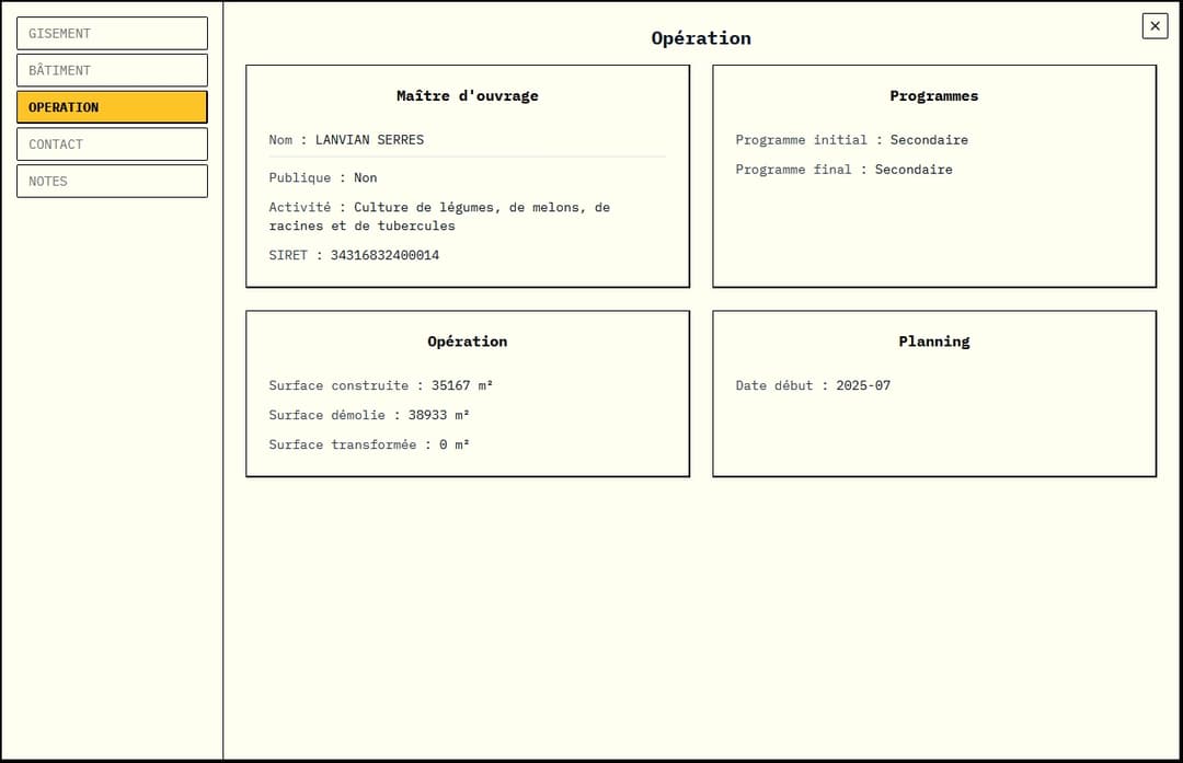 Fiche détaillée d'un gisement