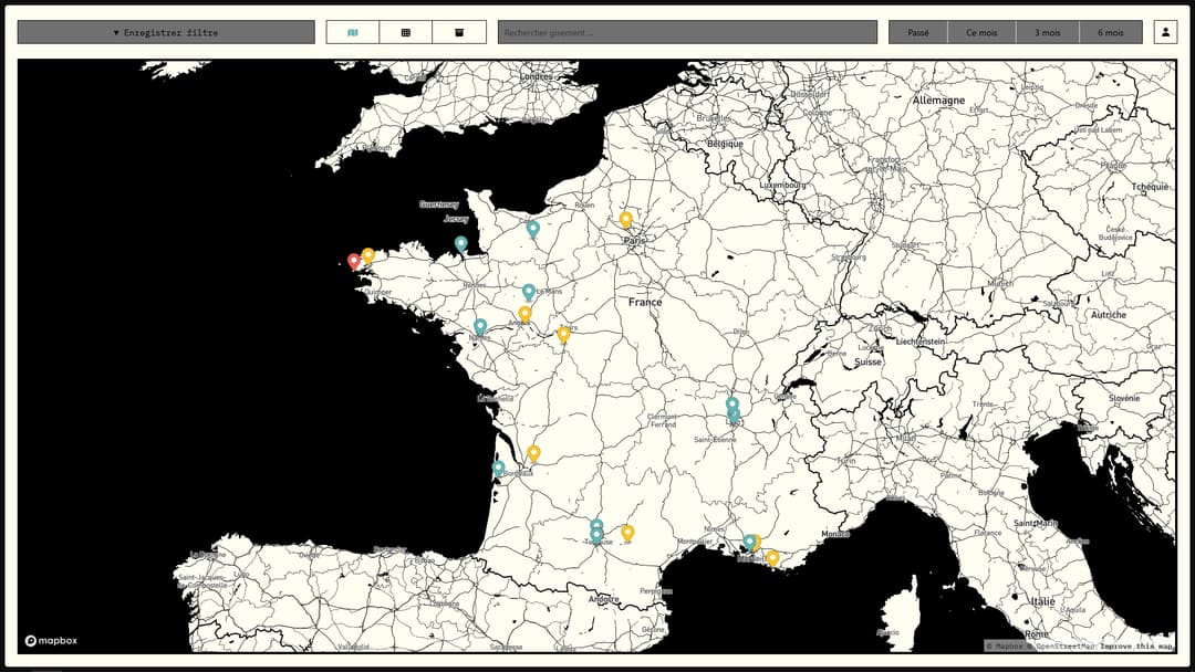 Carte interactive de sourcing