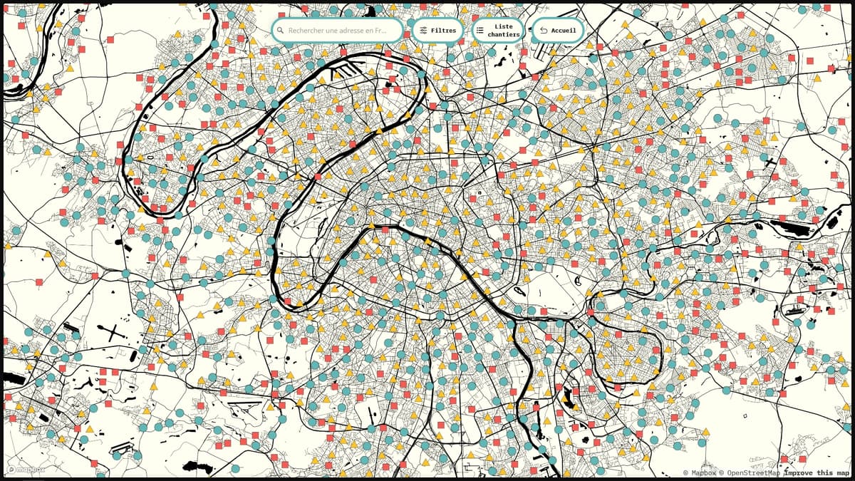 Carte open-data des chantiers de construction et de démolition en France métropolitaine
